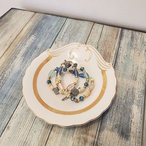 Vintage and gold ceramic 6853 jewelry trinket holder or soap dish